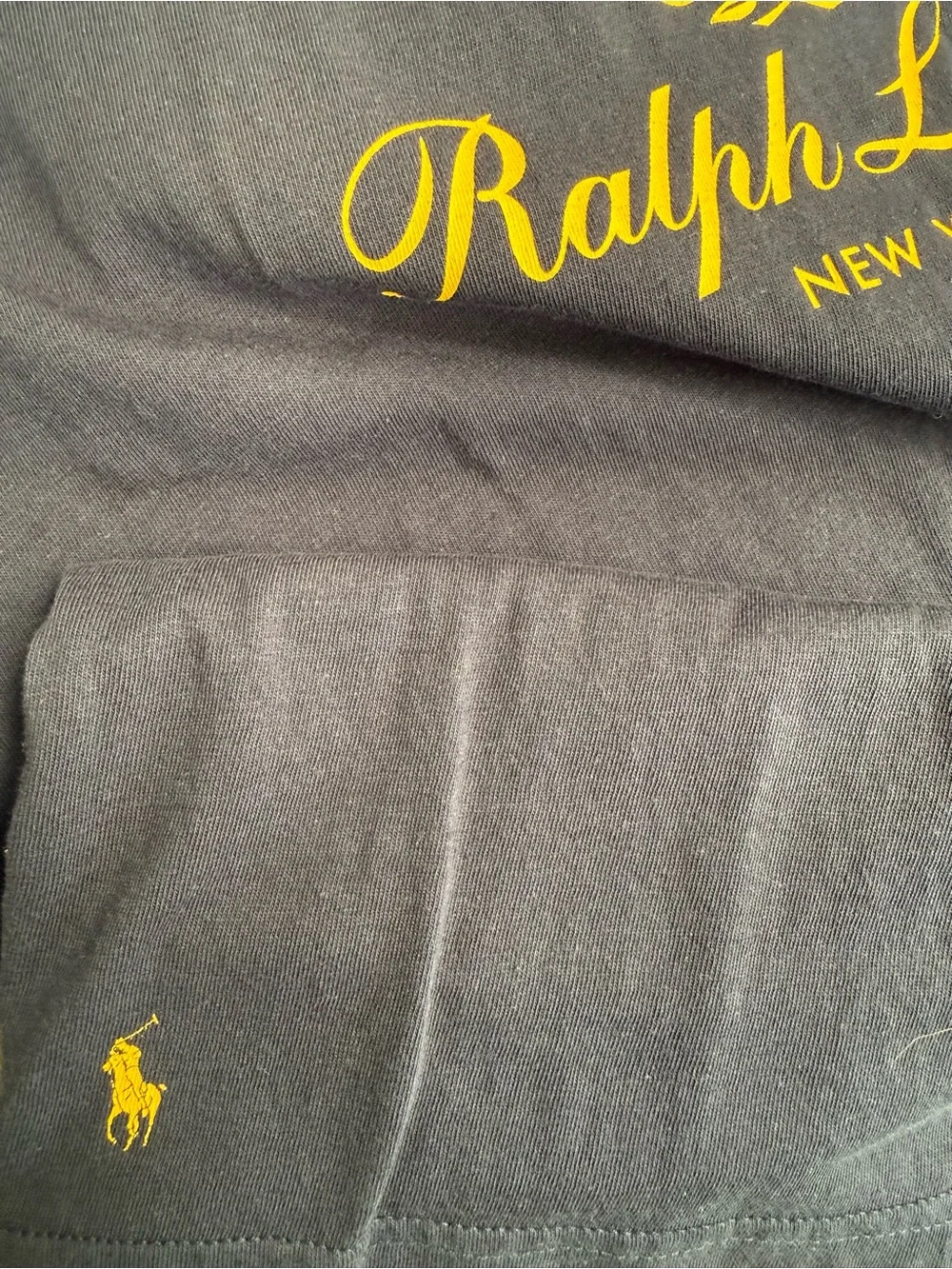 Ralph Lauren Navy Short Sleeve Tee with Yellow Crest